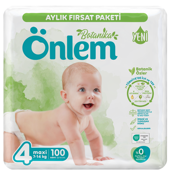 Önlem Botanika Bebek Bezi Aylık Fırsat Paketi 4 Beden Maxi 100 Adet (7-14 kg) - 1