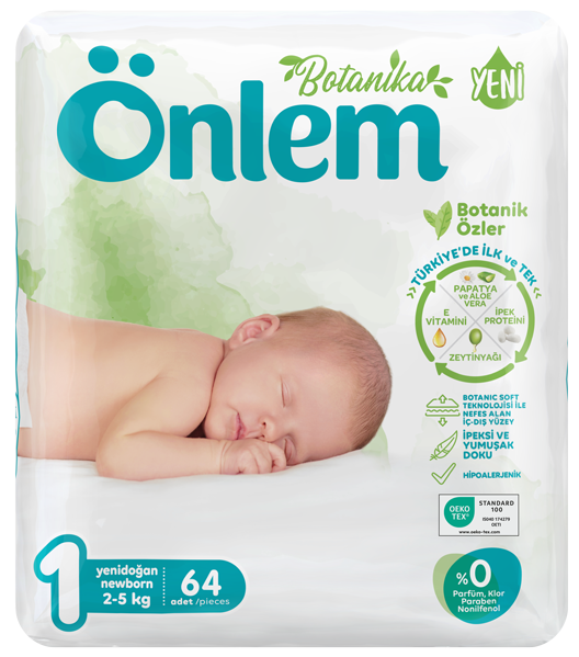 Önlem Botanika Bebek Bezi İkili Jumbo Paket Yenidoğan 64 Adet (2 - 5 kg) - 1